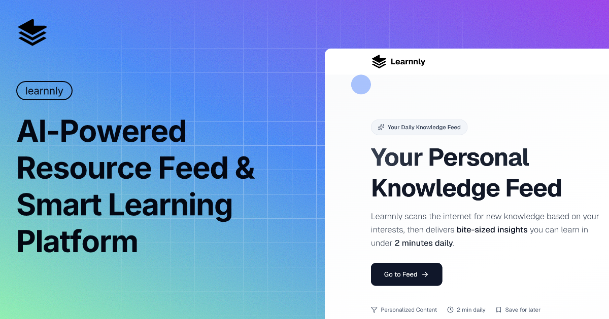 Learnnly – AI-Powered Resource Search & Smart Learning Platform